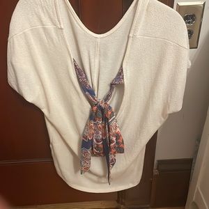 Front knot blouse with back patterned ties